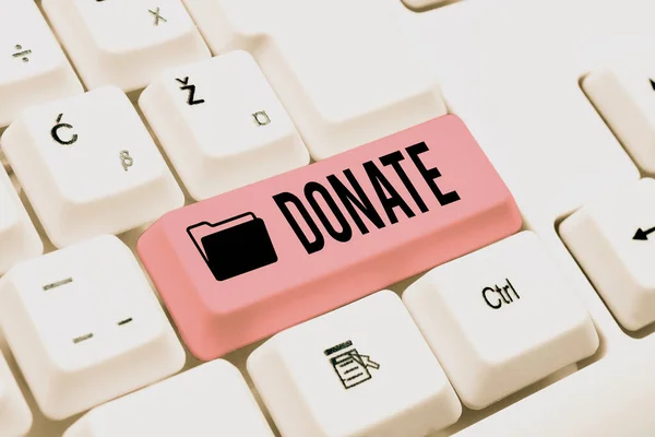 Text showing inspiration Donate. Business overview give money or goods for good cause for example to charity or showing Typing Online Network Protocols, Creating New Firewall Program