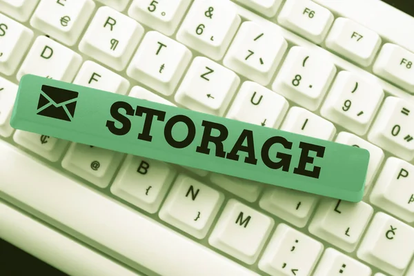 Writing displaying text Storage. Business concept Action of storage something for future use Keep things safe Filling Up Online Registration Forms, Gathering And Editing Internet Data — Stock Photo, Image