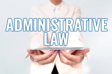 İdari Yasa 'yı gösteren bir imza. Yeni Teknoloji Fikirlerini sunan bir hükümet tarafından oluşturulan Yönetmelik Yönetmeliği Düzenlemeleri Kurumu kavramı Teknolojik Gelişmeyi Tartışıyor