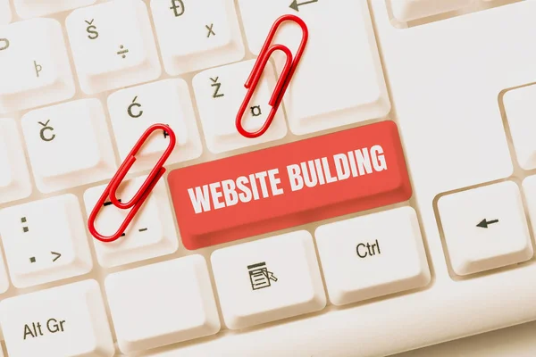 Handwriting text Website Building. Business overview tools that typically allow the construction of pages Typing Product Ingredients, Abstract Presenting Upgraded Keyboard — Stock Photo, Image