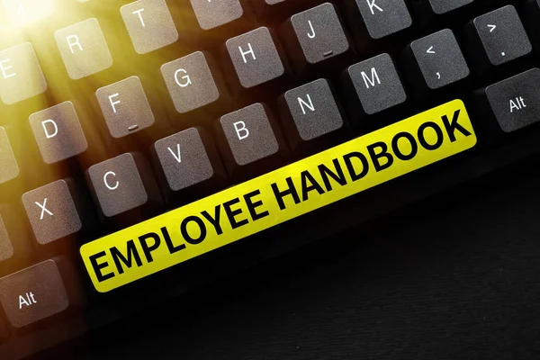 Handwriting text Employee Handbook. Word for Document that contains an operating procedures of company Typing Online Class Review Notes, Abstract Retyping Subtitle Tracks