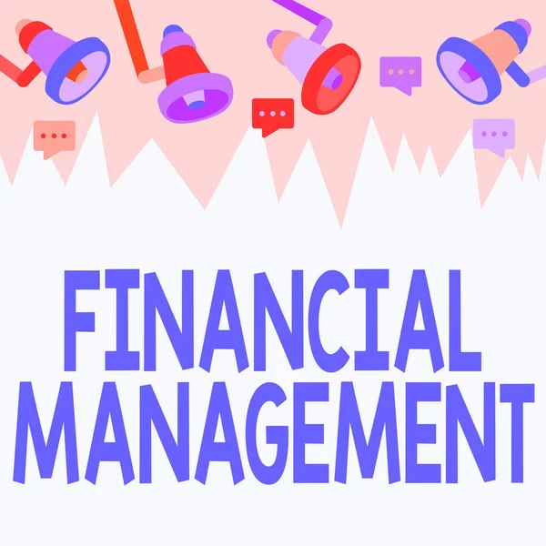 Conceptual caption Financial Management. Enfoque de negocio manera eficiente y eficaz para administrar el dinero y los fondos Techo Megáfono Dibujo Dar la reacción Hacer anuncio. — Foto de Stock