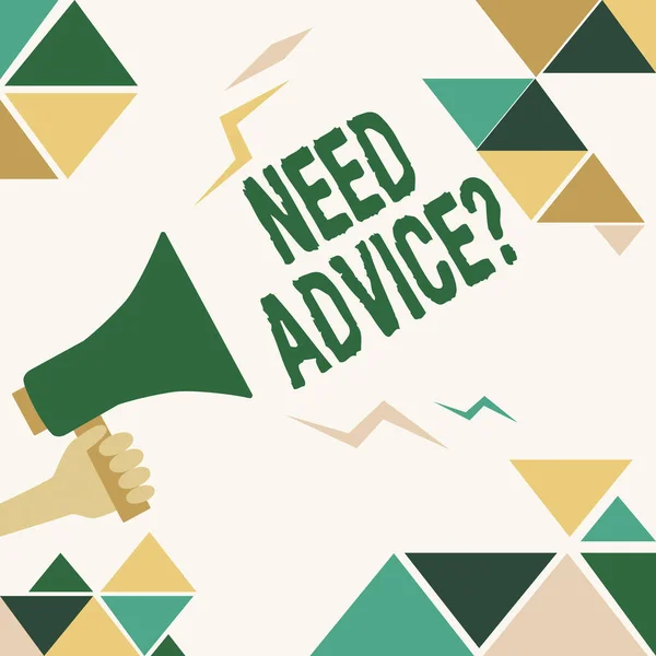 Szöveges jel mutatja Need Advice Kérdés. Üzleti kirakat Kérdez valakit, hogy akar-e ajánlást vagy útmutatást Illusztráció Hangos hangosbeszélő bejelentése a nyilvánosságnak. — Stock Fotó