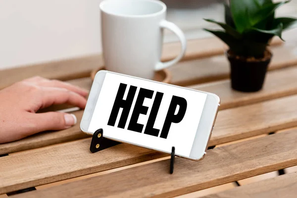 Hand writing sign Help. Conceptual photo The action of helping someone to do something Improve a situation Voice And Video Calling Capabilities Connecting People Together — Stock Photo, Image