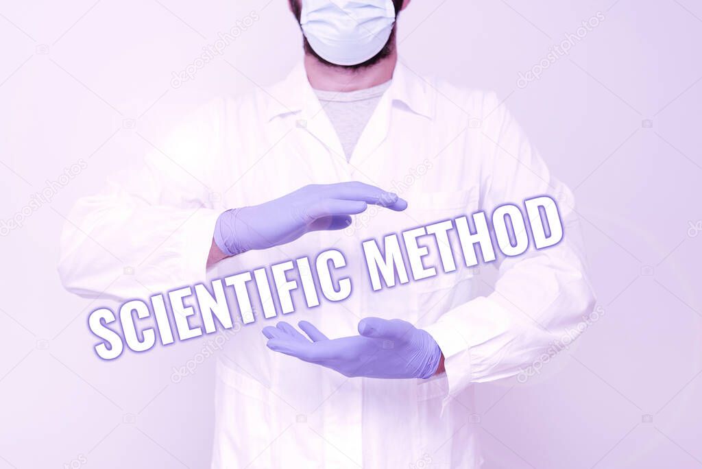 Conceptual caption Scientific Method. Word Written on Principles Procedures for the logical hunt of knowledge Scientist Demonstrating New Technology, Doctor Giving Medical Advice