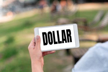 Kavramsal manşet dolar. İnternet Bir Dolar değerinde kağıt para kavramı Federal Rezerv Notu Ses ve Video Arama Yetenekleri Birleştiren