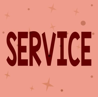 Mesajda Servisi gösteriyor. Çeşitli Şekiller ve Renklerle Resmedilmiş Arkaplan Hattı talebini karşılamak veya yerine getirmek için gerçekleştirilen değerli eylem veya çaba üzerine yazılmış sözcük.