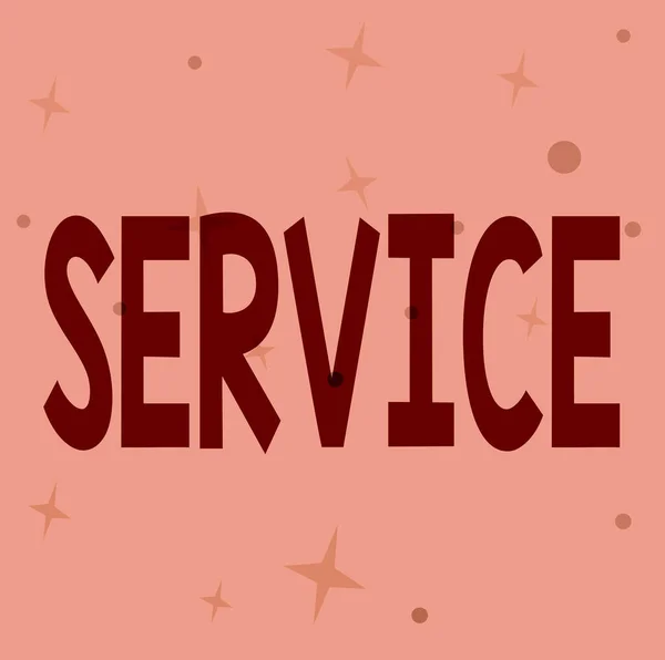 Text sign showing Service. Word Written on valuable action or effort performed to satisfy or fulfill a demand Line Illustrated Backgrounds With Various Shapes And Colours. — Stock Photo, Image