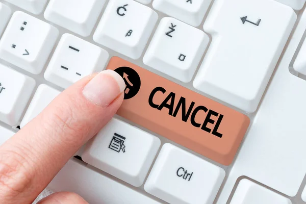 Cancel 이라는 글자를 쓴다. Business overview to decide or announce that planned event is not place Researching Software Development Solutions, Typing Advanc Program Codes — 스톡 사진