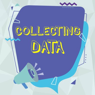 Veri Toplamayı gösteren metin işareti. İlgili değişkenler hakkında bilgi toplamak ve ölçmek için kelime Megafon Çizim Yeni Duyuru yapmak Chat Cloud.