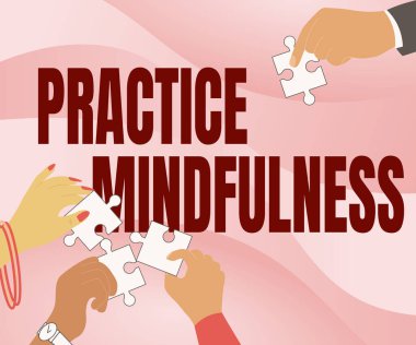 Farkındalık gösterme işareti. İnternet Konsepti, Birbirine yardım eden Yapboz Parçalarını Elle Tutmanın Meditasyon İllüstrasyonu (Meditasyon İllüstrasyonu) haline geldi..