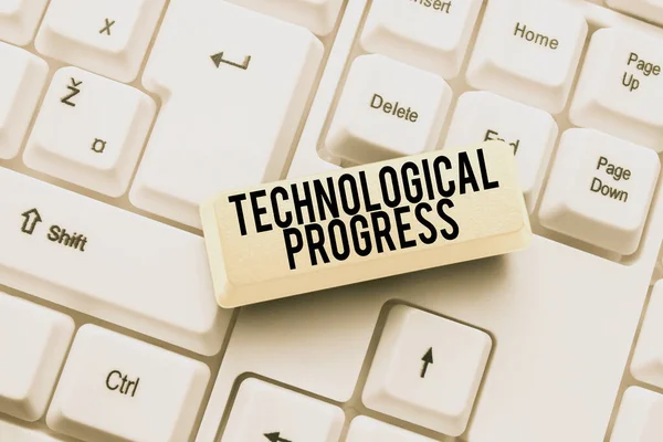 Sign displaying Technological Progress. Internet Concept overall Process of Invention Innovation Diffusion Abstract Creating Online Transcription Jobs, Typing Website Descriptions — Stock Photo, Image