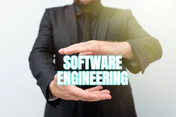 Text caption presenting Software Engineering. Business showcase Program Development in Systematic Quantifiable approach Presenting New Plans And Ideas Demonstrating Planning Process — Stock Photo, Image