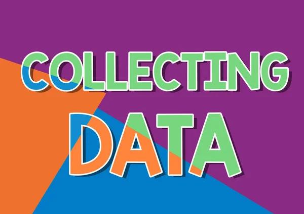 Text showing inspiration Collecting Data. Word for Gathering and measuring information on variables of interest Line Illustrated Backgrounds With Various Shapes And Colours. — Stock Photo, Image