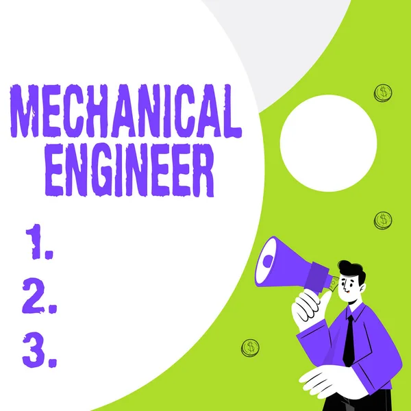 Zeichen für Maschinenbauingenieur. Geschäftskonzept Angewandte Ingenieurdisziplin für mechanisches System Abstract zur Darstellung unterschiedlicher Typisierungsmethoden, Tastaturdatenverarbeitung — Stockfoto