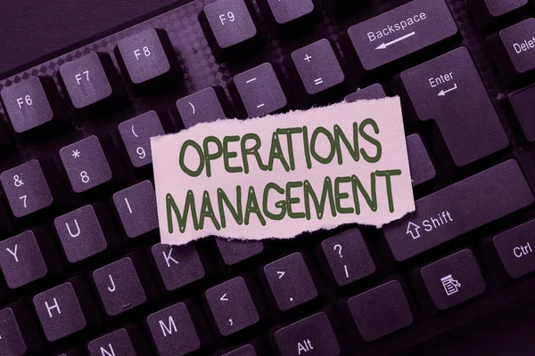 Text showing inspiration Operations Management. Business showcase ensure Inputs to Output the Production and Provision Creating Social Media Comment Message, Typing Fun Questions And Answers — Stock Photo, Image