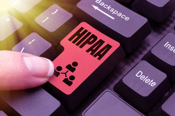 Koncepční titulek Hipaa. Word for Acronym je zkratka pro Health Insurance Portability Accountability Downloading Online Files and Data, Nahrávání programovacích kódů — Stock fotografie
