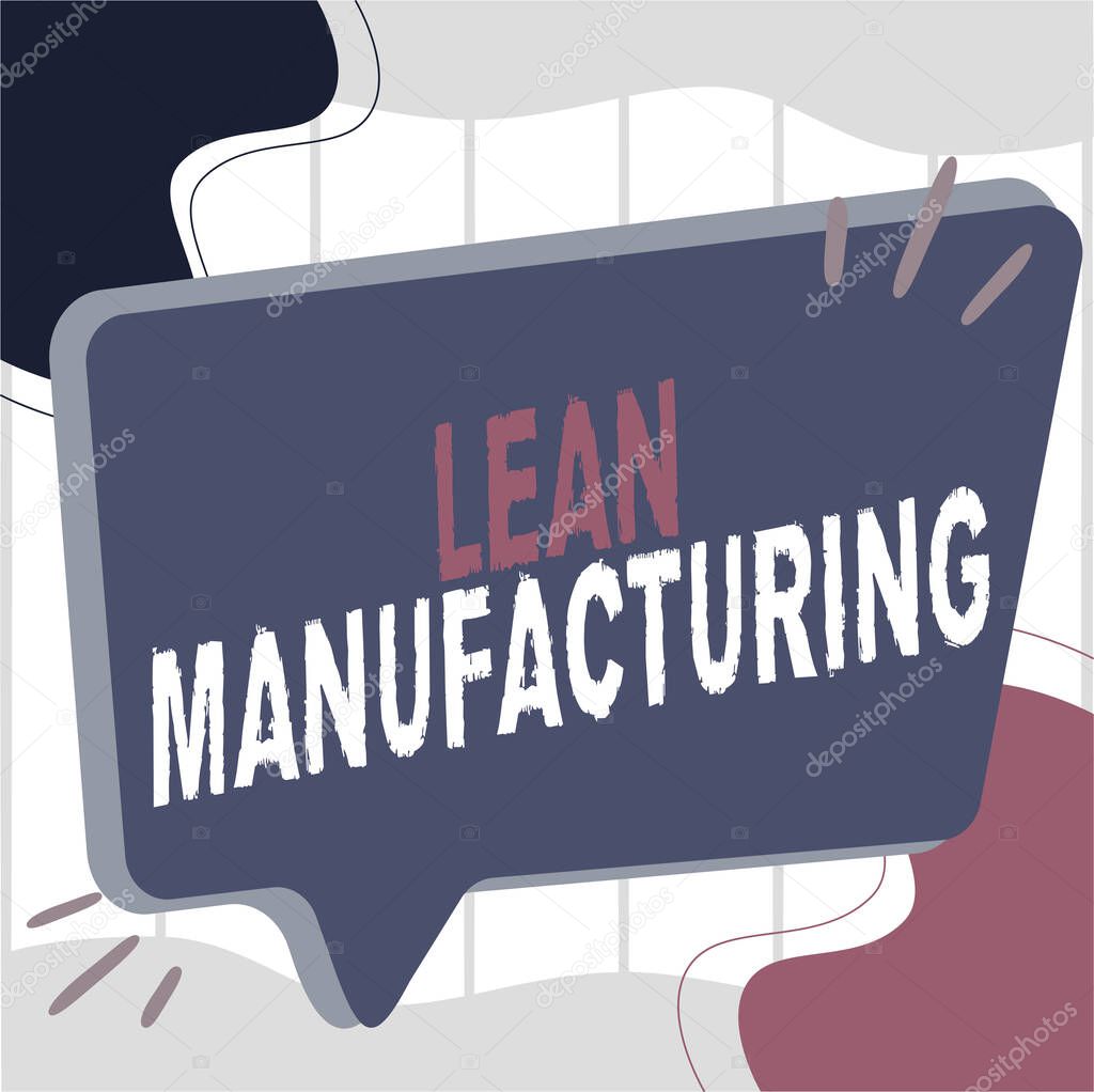 Handwriting text Lean Manufacturing. Business approach Waste Minimization without sacrificing productivity Illustration Of Empty Big Chat Box For Waiting For Advertisement.
