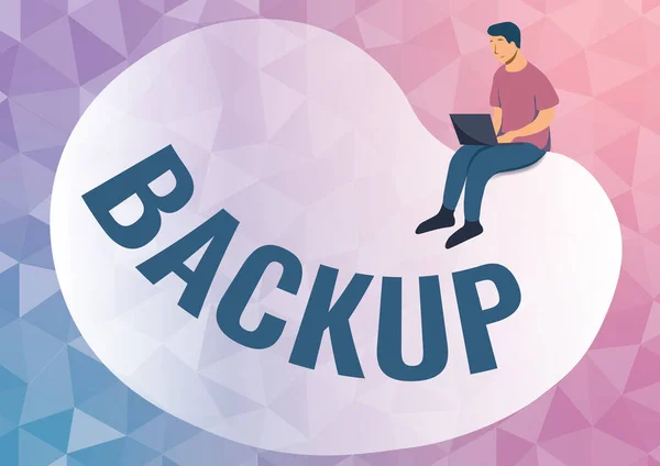 Inspiração mostrando sinal de backup. Idéia de negócio cópia de arquivo ou outros dados de item feito no caso original é perdido danificado Abstrato Espalhamento Mensagem on-line, Conceitos de conectividade global — Fotografia de Stock