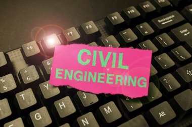 İnşaat Mühendisliği 'ni gösteren mesaj. Yolların Planlanması Hakkında Yazılan Sözcük, Kamu binaları, Soyut Yazı Servisleri Oluşturma, Bilgisayar Programları Öğrenme