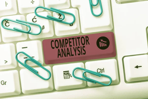 Text sign showing Competitor Analysis. Internet Concept Determine the Strength Weakness of Competitive Market Practicing Speed Typing Accuracy, Testing Typewriting Knowledge — Stock Photo, Image