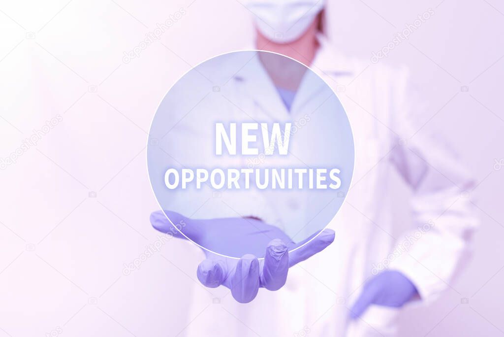 Text caption presenting New Opportunities. Business idea A situation that makes it possible to do something Demonstrating Medical Ideas Presenting New Scientific Discovery