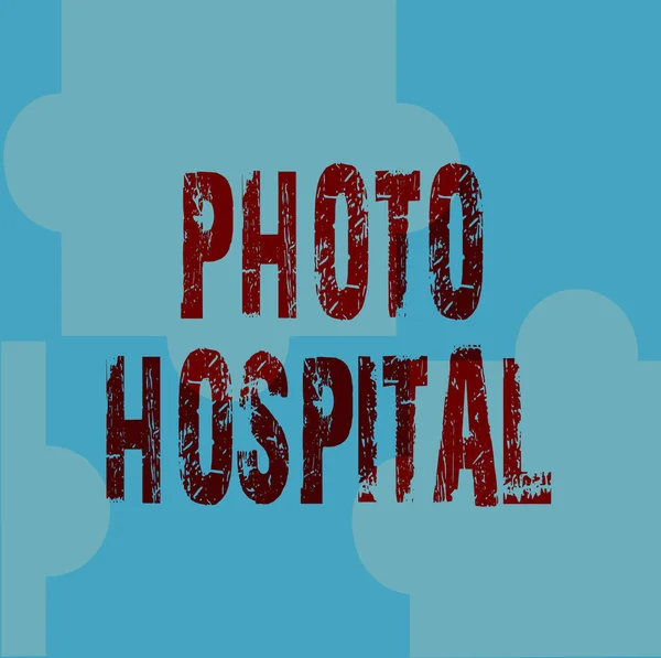 Εννοιολογική λεζάντα φωτογραφία Νοσοκομείο. Έννοια που σημαίνει μοναδική Εφαρμοσμένη Τέχνη του Ιατρικού Ιδρύματος και Πρακτική Γραμμή Εικονογραφημένο Φόντο Με Διάφορες Μορφές Και Χρώματα. — Φωτογραφία Αρχείου