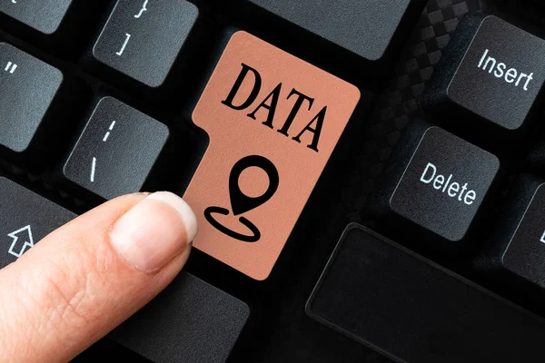 Tekst met inspiratie Data. Bedrijfsaanpak Stuk informatie Feiten en statistieken verzameld als referentie Abstracte Reasearching Oud Online Artikelen, Kopieën maken van Vorige Gegevens — Stockfoto