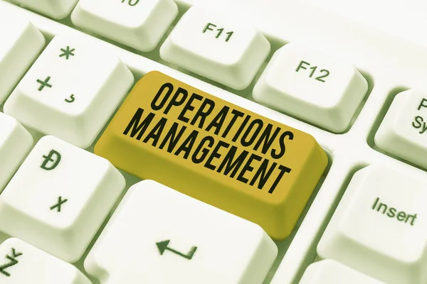 Text showing inspiration Operations Management. Concept meaning ensure Inputs to Output the Production and Provision Typing Cooking Instructions And Ingredient Lists, Making Online Food Blog — Stock Photo, Image