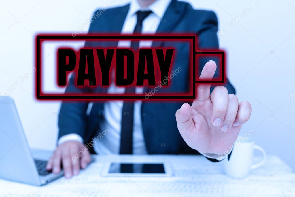 Inspiration showing sign Payday. Business overview a day on which someone is paid or expects to be paid their wages Remote Office Work Online Smartphone Voice And Video Calling