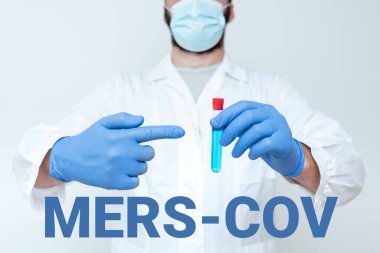 Mers Cov 'u gösteren bir tabela. Suudi Arabistan 'da ilk rapor edilen, Yeni Tıp Doktoru, Bilim Adamı Tıbbi Araştırmayı Sunan İnternet Kavramsal Solunum Hastalığı
