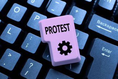 El yazısı protestosu. İş konsepti Bir şeye onay vermeyen veya itiraz eden eylem Yazma Bitiş Kullanıcı Lisansı Anlaşması, Yeni Ağ Parolası Yazma