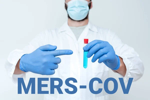 Mers Cov aláírása. Internet Concept vírusos légzőszervi betegség, amely először jelentett Szaúd-Arábia Orvos Elemzés az új orvostudomány, tudós bemutató orvosi kutatás — Stock Fotó