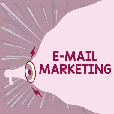 E-posta pazarlama sunan metin başlığı. Kavramsal Fotoğraf Ticareti Reklamcılığı Çevrimiçi Satış bültenleri Promosyon Megafonu Çizim Boş Bulut 'a Yeni Gürültülü Duyuru Yapıyor.
