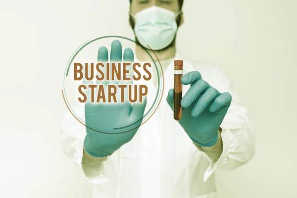 Ručně psané znamení Business Startup. Obchodní koncept Uvedení do provozu nový obchodní podnik Fresh Undertaking Chemist Prezentace vzorku krve, Vědec Analýza vzorku — Stock fotografie