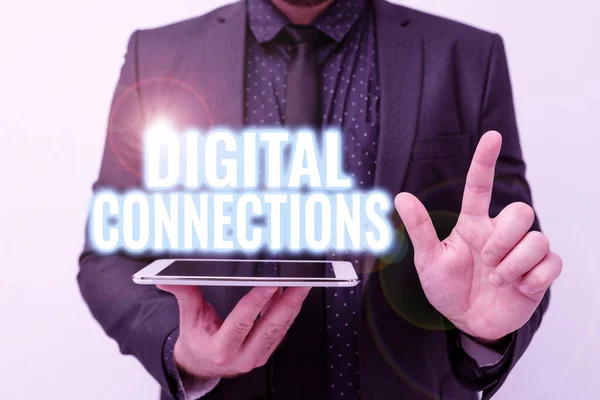 Conceptual caption Digital Connections. Internet Concept Powerful Ways to Connect Online Global High Definition Presenting New Technology Ideas Discussing Technological Improvement — Stock Photo, Image