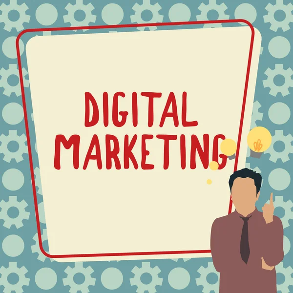 Conceptueel bijschrift Digital Marketing. Woord voor zoekmachine optimalisatie pay per klik op Ad Internet Illustratie van een zakenman staande komen met nieuwe verbazingwekkende ideeën. — Stockfoto