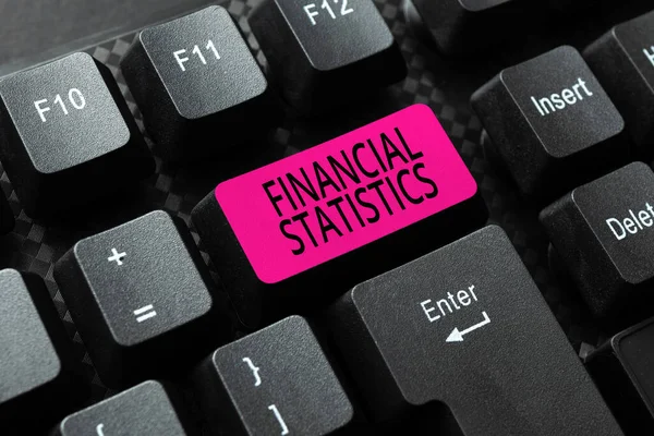 Handwriting text Financial Statistics. Concept meaning Comprehensive Set of Stock and Flow Data of a company Typing New Academic Lessons, Creating Lecture Plans, Typewriting Fresh Idea — Stock Photo, Image
