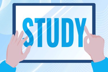 Çalışmayı sunan metin başlığı. İnternet, Tablet Çizim Çizimlerine Çizim Yapan Bir Akademik Eller Çizimi hakkında bilgi edinmek için zaman ve ilgiyi kavramsallaştırır.