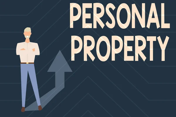 Sign displaying Personal Property. Concept meaning Things that you own and can take it with you Movable Gathering Online Documents And Informations, Entering And Recording Data — Stock Photo, Image