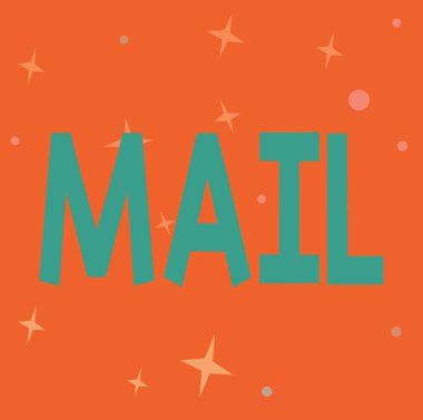 Metin postası gösterimi yazılıyor. Posta sistemi yoluyla gönderilen ya da iletilen mektuplara ya da pakete yazılan sözcük Çeşitli Şekiller ve Renklerle Çizilmiş Arkaplan Çizgisi.