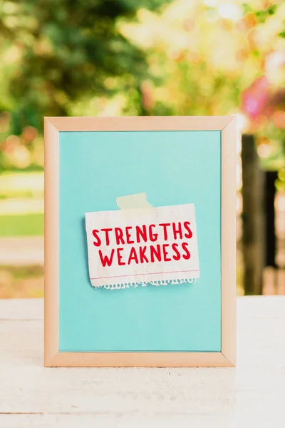 Text sign showing Strengths Weakness. Business approach Opportunity and Threat Analysis Positive and Negative Writing Important Notes And New Ideas, Creating Written Records