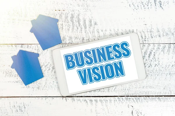Inspiratie met uithangbord Business Vision. Conceptuele foto laat uw bedrijf groeien in de toekomst op basis van uw doelstellingen Contact opnemen met kopers en investeerders, Voice And Video Calling Clients — Stockfoto