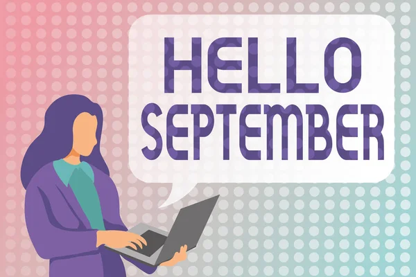 Texto mostrando inspiração Hello September. Conceito de Internet Ansiosamente querendo uma recepção calorosa ao mês de setembro Estudando Linguagens de Programação, Codificação e Desenvolvimento de Novos Jogos de Vídeo — Fotografia de Stock