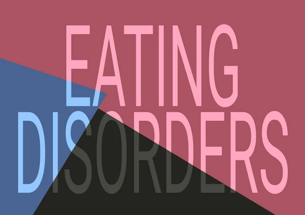 概念的なキャプション食べる障害。インターネットの概念は、心理的な異常な食品習慣の任意の範囲ライン様々な形と色と背景をイラスト. — ストック写真