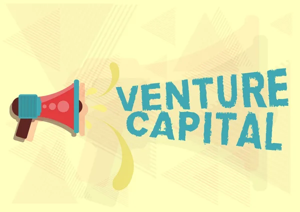 ข้อความแสดงแรงบันดาลใจ Venture Capital การจัดหาเงินทุนภาพถ่ายแนวคิดที่จัดหาโดยบริษัทให้กับบริษัทเล็ก ๆ ในระยะแรก ๆ ภาพประกอบของ Megaphone โยนน้ําหยดประกาศ . — ภาพถ่ายสต็อก