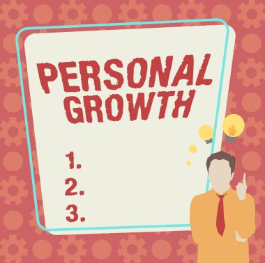 Kavramsal gösterim Kişisel Büyüme. İş yaklaşımı becerilerinizi geliştirin. Yeni Harika Fikirlerle Gelen Bir İşadamının Yeni Malzemeleri Resmini Öğrenin..