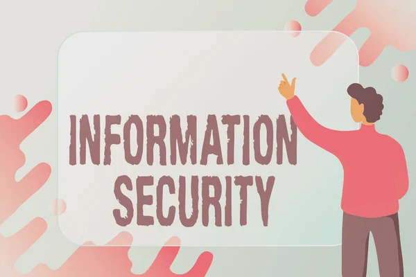 Leyenda conceptual Seguridad de la información. Concepto de negocio INFOSEC Prevención de Acceso No Autorizado Ser Protegido Resumen Componiendo Nuevo Email, Creando Listas de Invitación en Línea — Foto de Stock