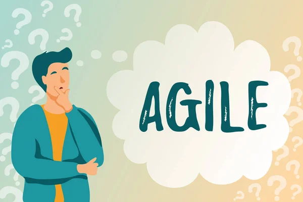 Концептуальний дисплей Agile. Концепція бізнесу особливий підхід до управління проектами, який використовується в програмному забезпеченні Реєстрація облікового запису соціальних мереж, введення та реєстрація щоденного журналу — стокове фото