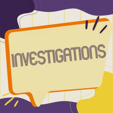 Soruşturmaları gösteren bir imza. Reklam Beklemek İçin Boş Büyük Sohbet Kutusunun İllüstrasyonu Hakkında Resmi Eylem veya Sistematik İnceleme.